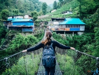 A suspension bride over Burundi Khola in Poon Hill trek route