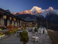 Sunset on Annapurna view from Gurung Cottage at Ghandruk