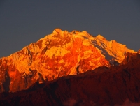 Beautiful sunset view on Annapurna and Barashikhar from Ghorepani