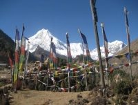 Buddhist Prayer Flags and Mt. Manaslu