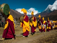 Monks Performing the chants and Puja during Mani Rimdu festival at 