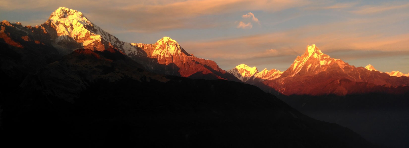 Sunset view over Annapurna Range from Khopra