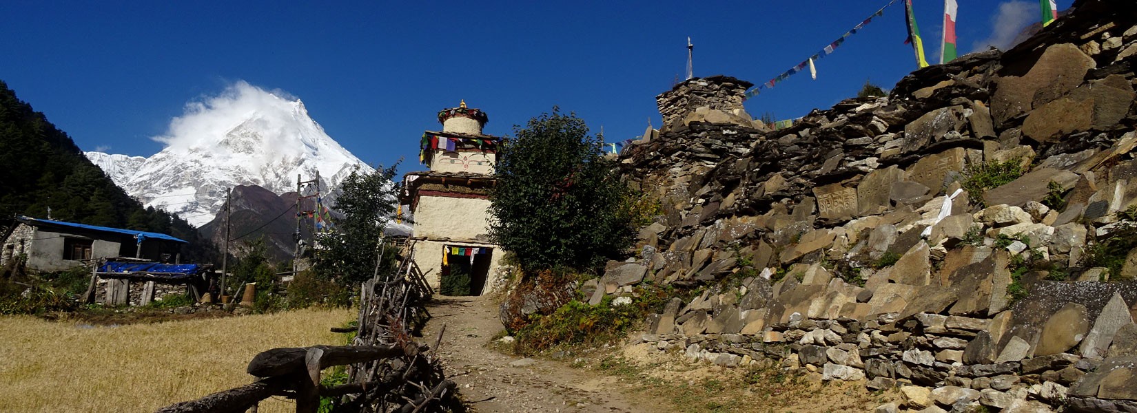 View of Mount Manaslu from Lho Village