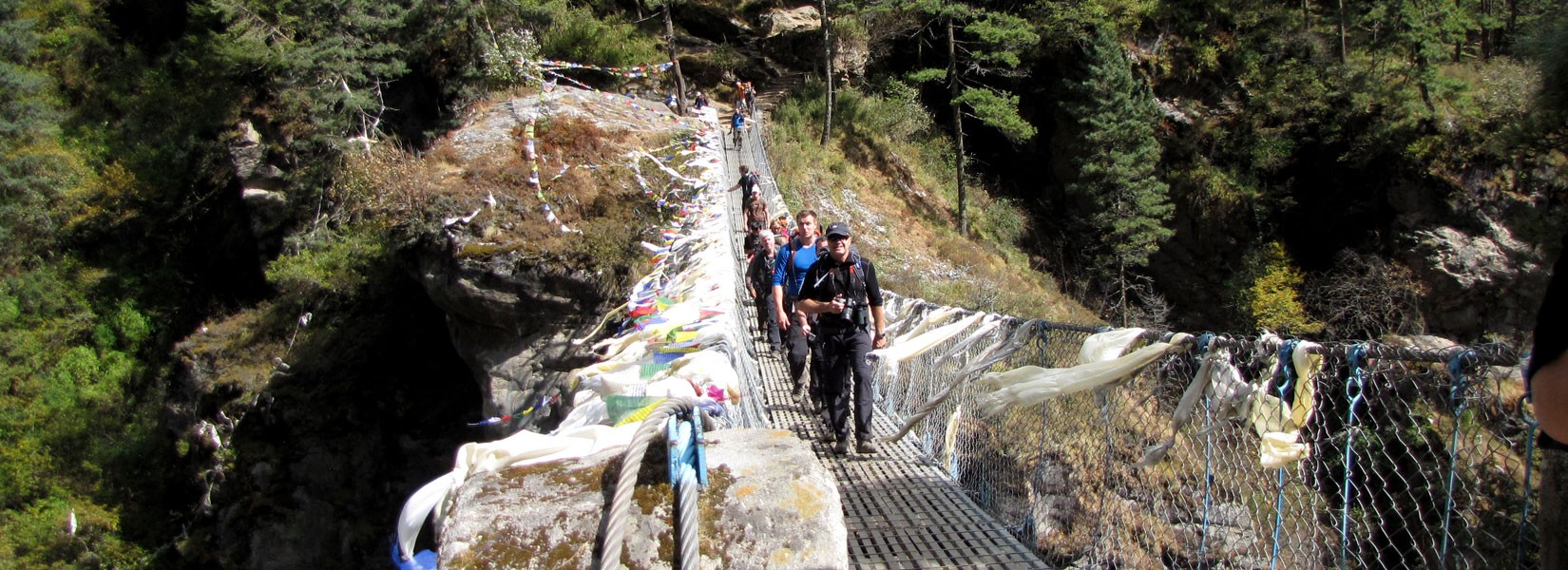 A suspension bridge to Namche Bazaar on way to Everest Base Camp route