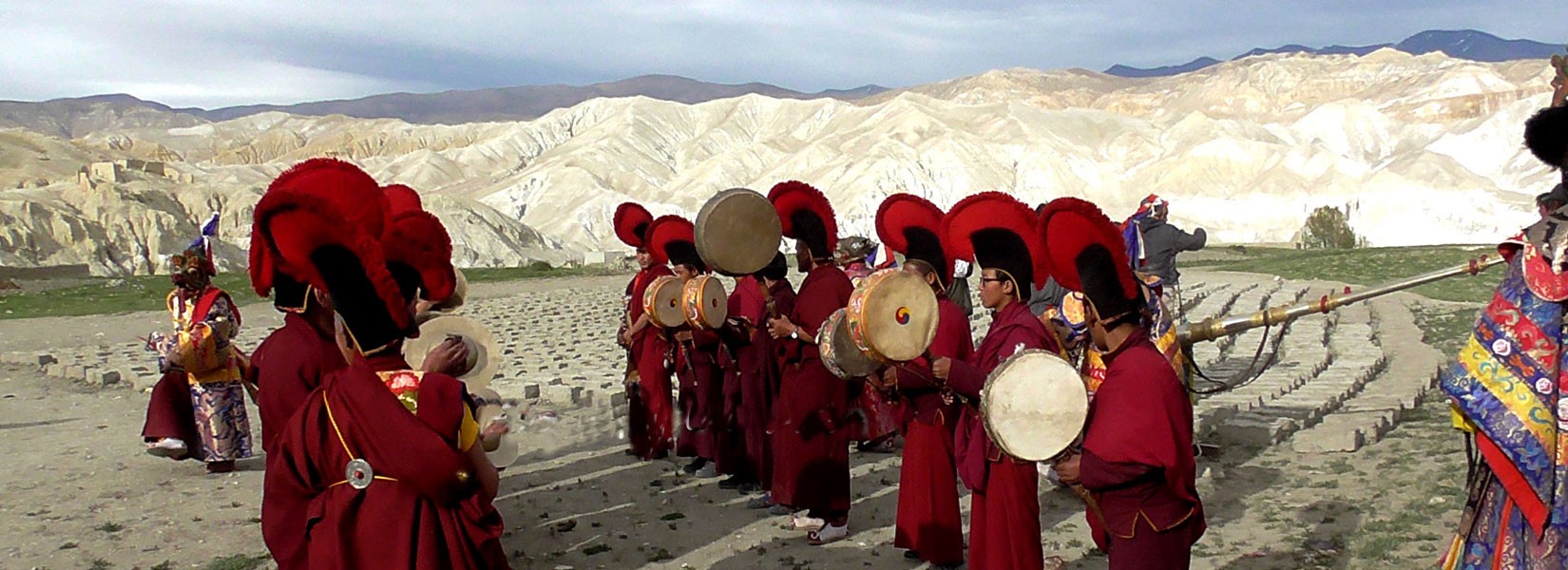 Monks performing prayers in Tiji Festival